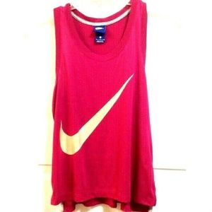 NIKE Small Pink Racerback Tank Top Orange Swoosh